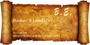 Bodor Elemér névjegykártya